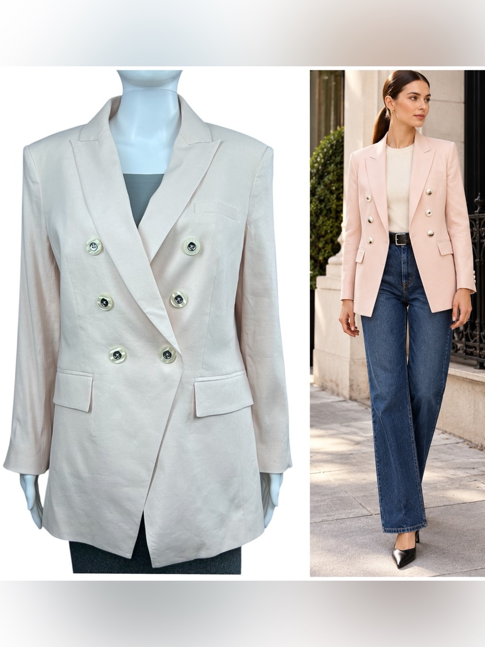 Veronica Beard Charleston Dickey Jacket 6 Double Breasted Linen Blend Blazer